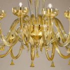 Candelabru cu 16 lumini din sticlă venețiană și aur, realizat manual în Italia - Regina Viadurini