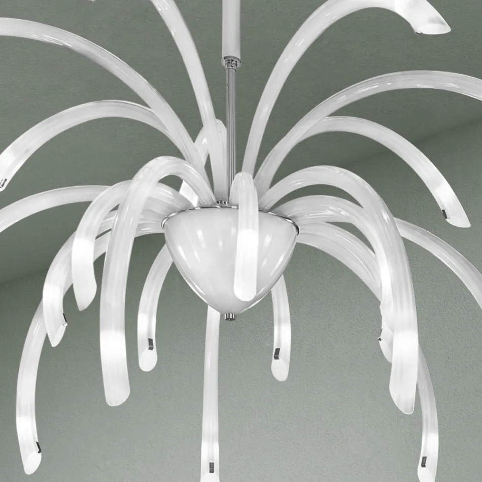 Candelabru venețian din sticlă cu 21 de lumini, realizat manual în Italia - Jason Viadurini