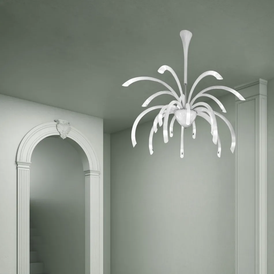 Candelabru venețian din sticlă cu 21 de lumini, realizat manual în Italia - Jason Viadurini