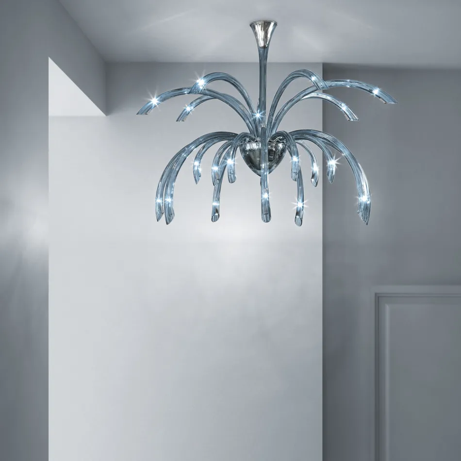 Candelabru venețian din sticlă cu 21 de lumini, realizat manual în Italia - Jason Viadurini