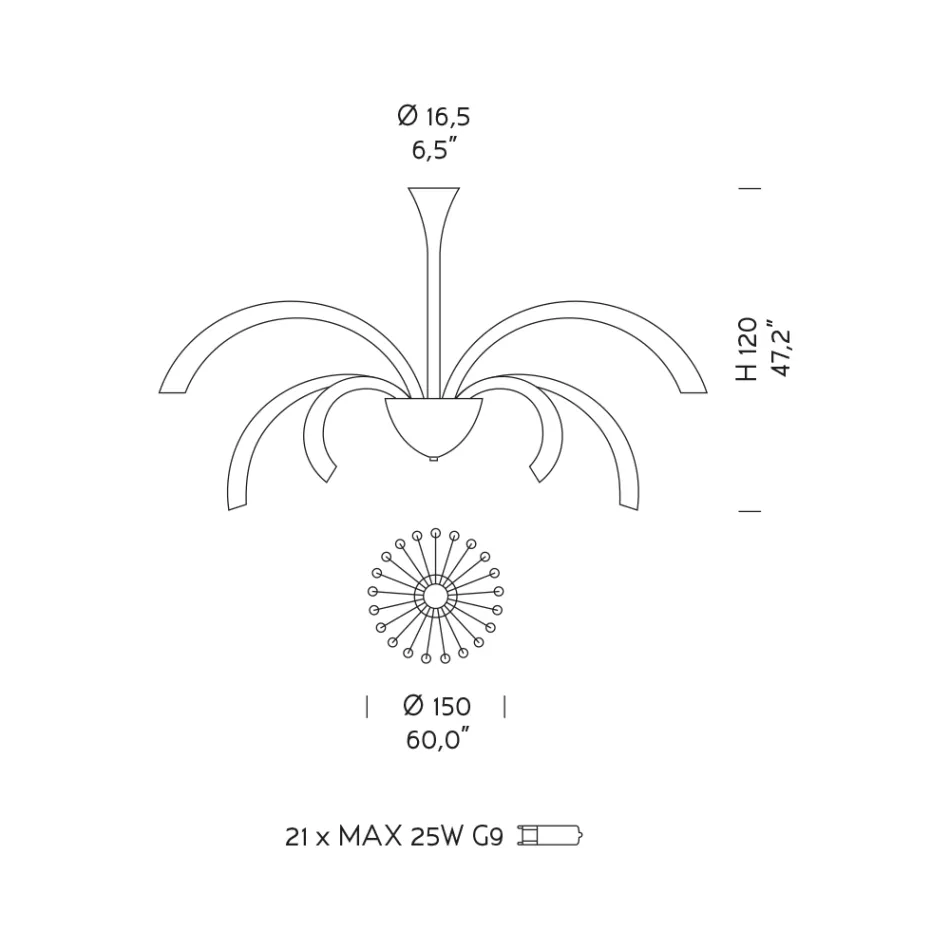 Candelabru venețian din sticlă cu 21 de lumini, realizat manual în Italia - Jason Viadurini