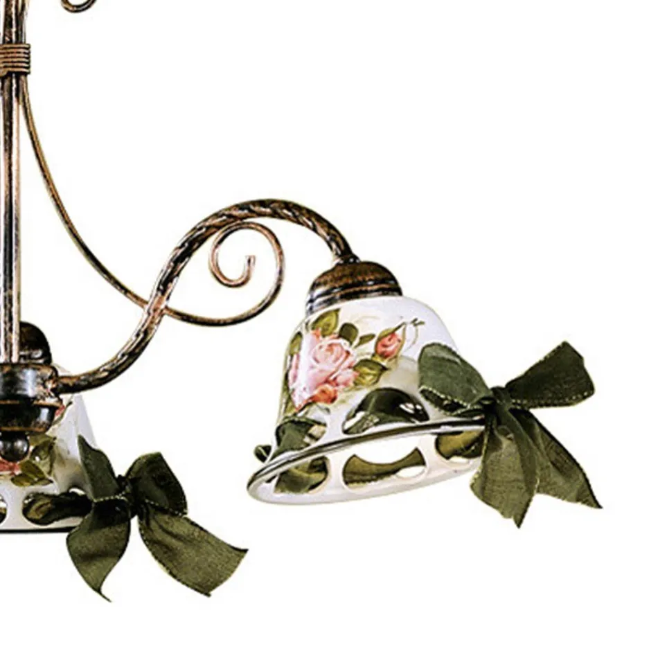 Candelabru din ceramica lucrat manual cu 3 sau 5 lumini cu Passanastri - Napoli Viadurini