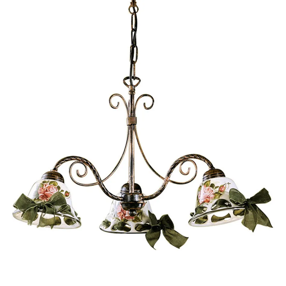 Candelabru din ceramica lucrat manual cu 3 sau 5 lumini cu Passanastri - Napoli Viadurini