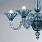 Candelabru din sticlă artizanală cu 5 lumini de la Veneția, fabricat în Italia - Margherita Viadurini
