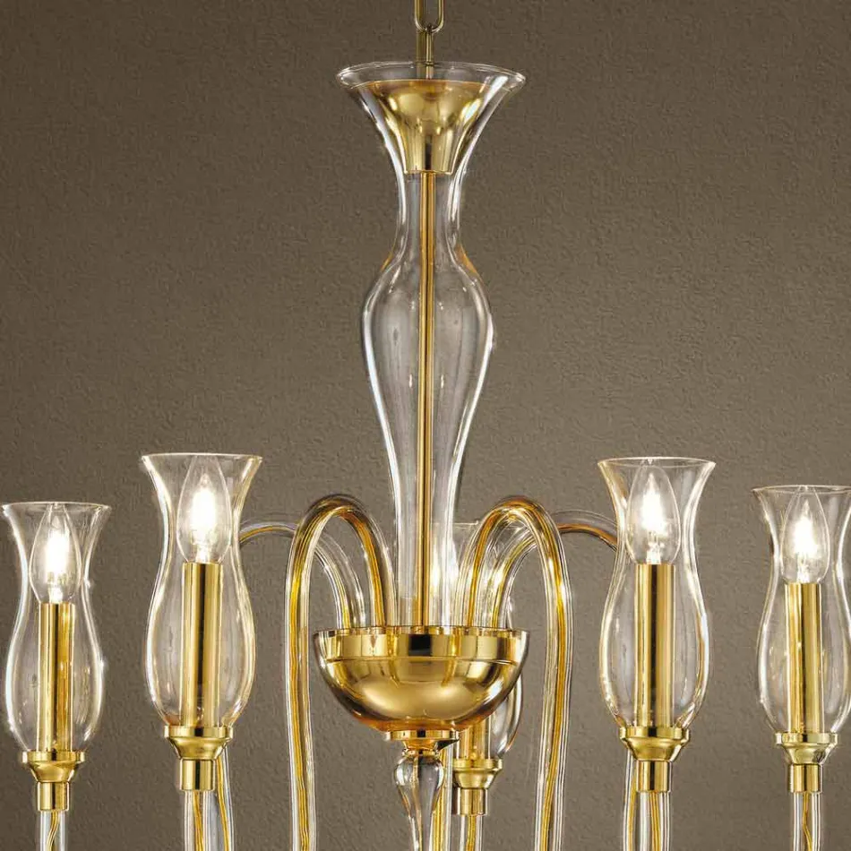 Candelabru cu 5 lumini Fabricat manual în Italia în sticlă venețiană - Vittoria Viadurini