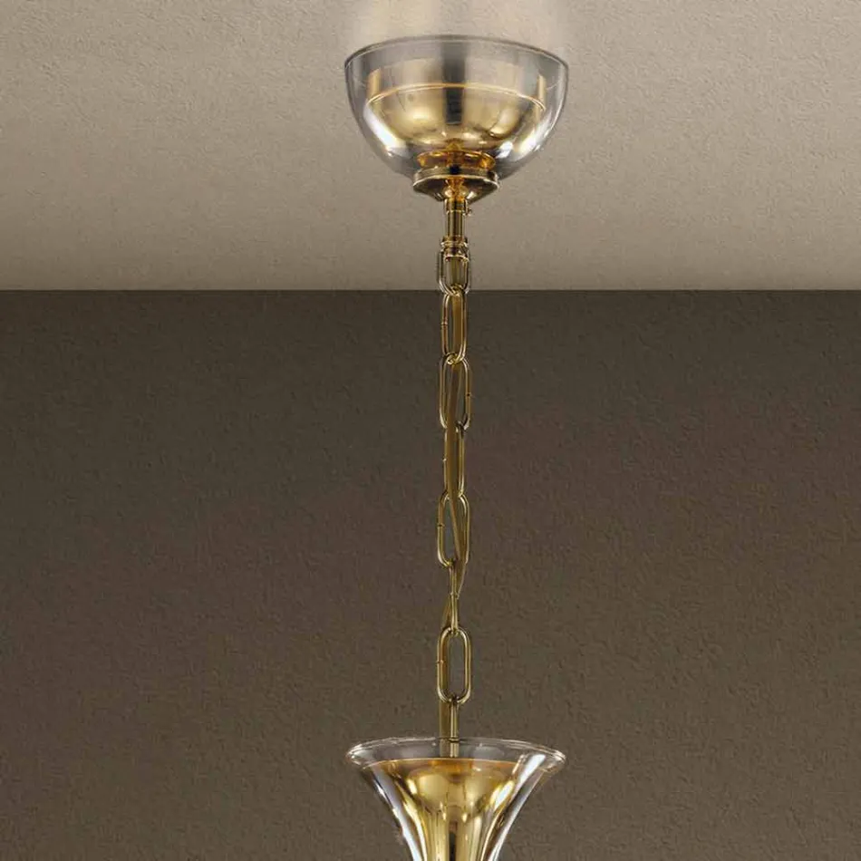 Candelabru cu 5 lumini Fabricat manual în Italia în sticlă venețiană - Vittoria Viadurini