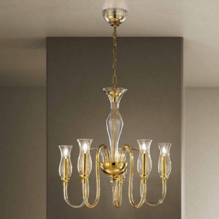 Candelabru cu 5 lumini Fabricat manual în Italia în sticlă venețiană - Vittoria Viadurini