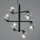 Candelabru cu 6 lumini din metal vopsit cu difuzoare din sticla - Lido Viadurini