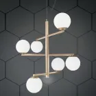 Candelabru cu 6 lumini din metal vopsit cu difuzoare din sticla - Lido Viadurini