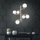 Candelabru cu 6 lumini din metal vopsit cu difuzoare din sticla - Lido Viadurini