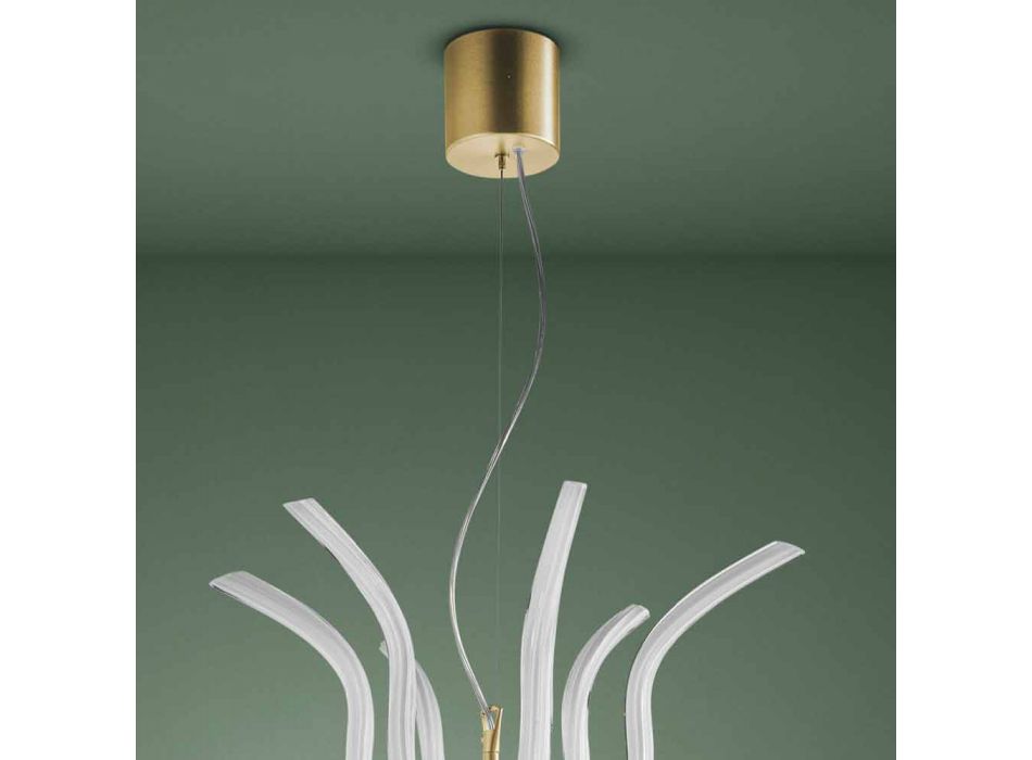 Candelabru din sticlă venețiană cu 6 lumini, fabricat manual în Italia - Antonietta Viadurini