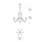 Candelabru din sticlă venețiană cu 6 lumini, realizat manual în Italia - Regina Viadurini