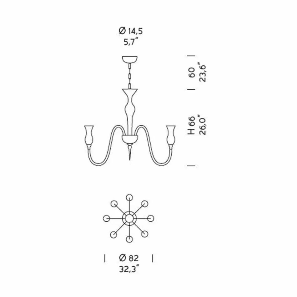 Candelabru artizanal cu 8 lumini din sticlă venețiană afumată fabricat în Italia - Vittoria Viadurini