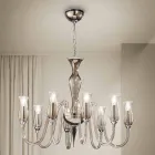 Candelabru artizanal cu 8 lumini din sticlă venețiană afumată fabricat în Italia - Vittoria Viadurini