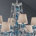 Candelabru cu 8 lumini realizat manual din sticlă venețiană, fabricat în Italia - Milagros Viadurini