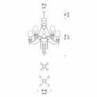 Candelabru cu 8 lumini realizat manual din sticlă venețiană, fabricat în Italia - Milagros Viadurini