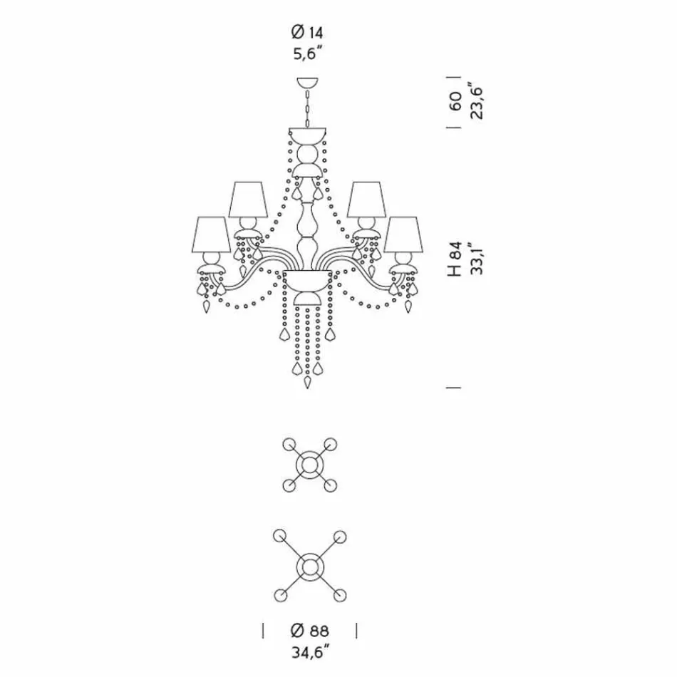 Candelabru cu 8 lumini realizat manual din sticlă venețiană, fabricat în Italia - Milagros Viadurini