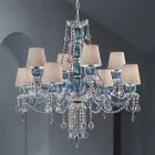 Candelabru cu 8 lumini realizat manual din sticlă venețiană, fabricat în Italia - Milagros Viadurini