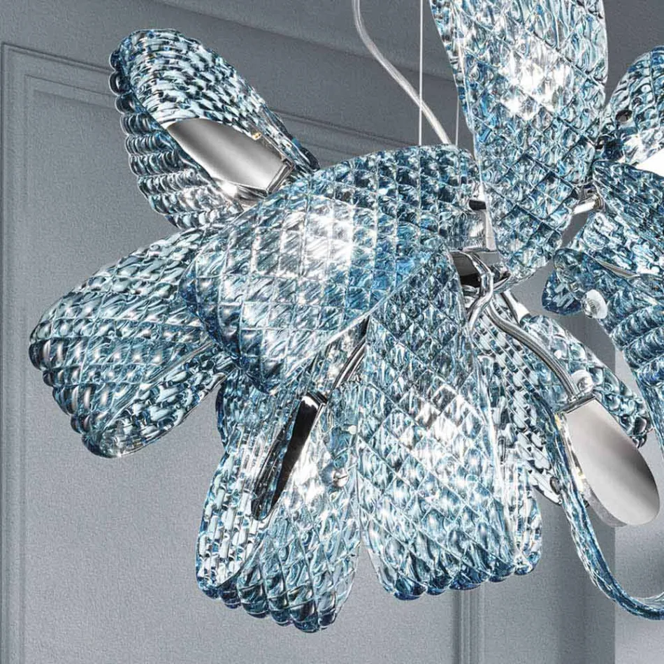 Candelabru din sticlă venețiană cu 9 lumini, realizat manual în Italia - Diamonique Viadurini