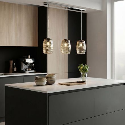 Candelabru din sticlă suflată manual cu două sau trei lumini, fabricat în Italia - Sibilla Viadurini