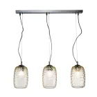 Candelabru din sticlă suflată manual cu două sau trei lumini, fabricat în Italia - Sibilla Viadurini