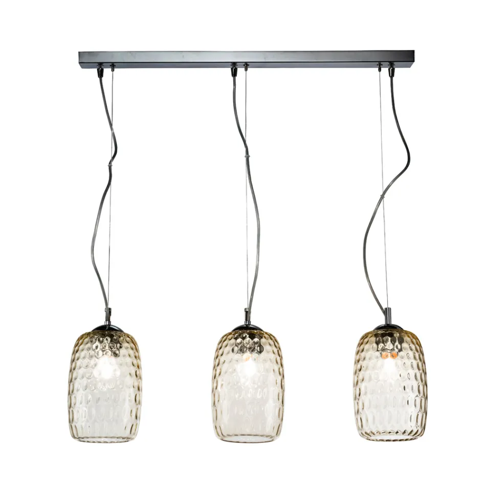Candelabru din sticlă suflată manual cu două sau trei lumini, fabricat în Italia - Sibilla Viadurini