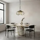 Candelabru venețian cu trei lumini, din sticlă suflată, tip buchet, fabricat în Italia - Lucilla Viadurini