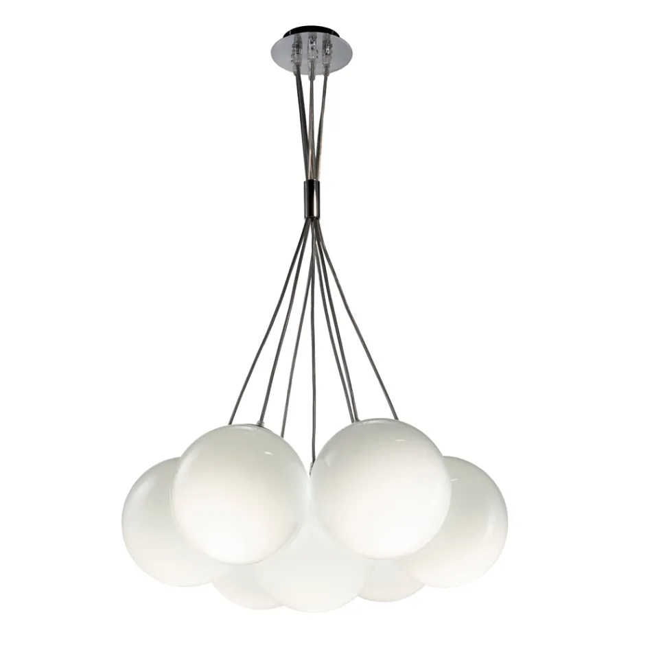 Candelabru Althea cu șapte lumini din sticlă lustruită sau satinată, fabricat în Italia Viadurini