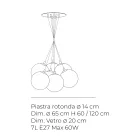 Candelabru cu șapte lumini din sticlă lustruită sau satinată, fabricat în Italia - Althea Viadurini