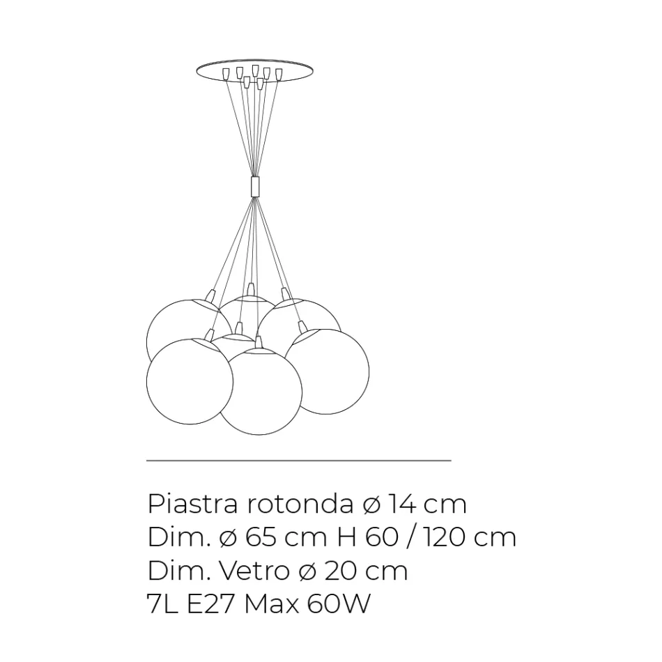 Candelabru cu șapte lumini din sticlă lustruită sau satinată, fabricat în Italia - Althea Viadurini