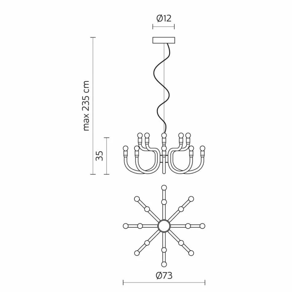 Suspensie cu 16 sau 32 de lumini în aluminiu alb sau negru - Alviso Viadurini