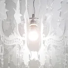 Lampă suspendată din plexiglas alb satinat, fabricată în Italia - Luca Viadurini