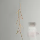 Candelabru cu suspendare cu rozeta unică din lemn, fabricat în Italia - Orlov Viadurini