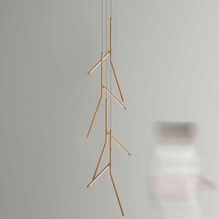 Candelabru cu suspendare cu rozeta unică din lemn, fabricat în Italia - Orlov Viadurini