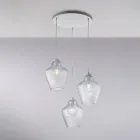 Lampă suspendată Alnitak cu 3 becuri, sticlă neagră și metal Viadurini