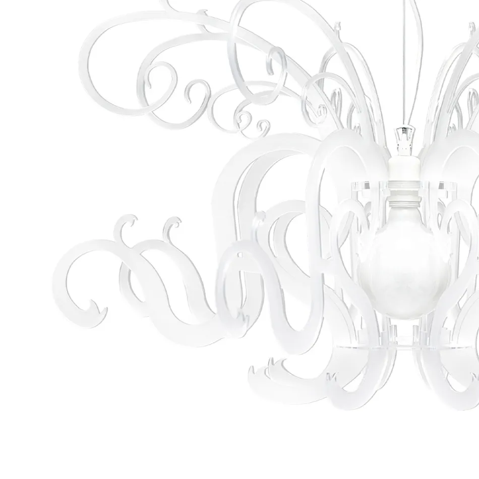 Candelabru suspendat în design reciclabil din plexiglas alb - Sancho Viadurini