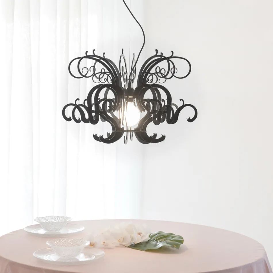 Candelabru suspendat în plexiglas alb sau negru reciclabil - Sancho Viadurini