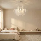Lampă suspendată din plexiglas alb satinat, fabricată în Italia - Gea Viadurini