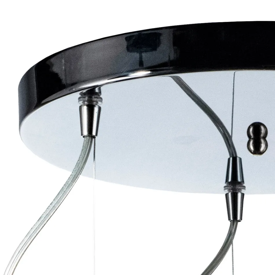 Candelabru cu trei lumini și bară circulară din sticlă suflată, fabricat în Italia - Soffio Viadurini
