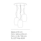 Candelabru cu trei lumini și bară circulară din sticlă suflată, fabricat în Italia - Soffio Viadurini