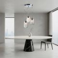 Candelabru cu trei lumini și bară circulară din sticlă suflată, fabricat în Italia - Soffio