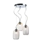 Candelabru cu trei lumini și bară circulară din sticlă suflată, fabricat în Italia - Soffio Viadurini