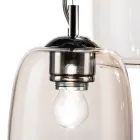 Candelabru cu trei lumini și bară circulară din sticlă suflată, fabricat în Italia - Soffio Viadurini