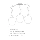 Candelabru mare cu trei lumini, excentric, din sticlă suflată, fabricat în Italia - Elisia Viadurini