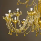 Candelabru manual cu 28 de lumini în sticlă venețiană și aur fabricat în Italia - Regina Viadurini