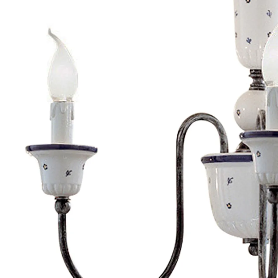 Candelabru din ceramică și alamă antică lucrat manual - Sanremo Viadurini