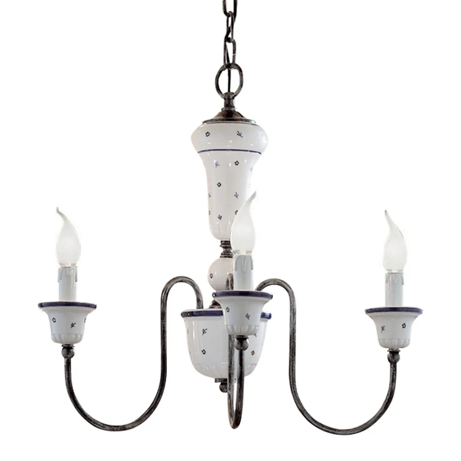 Candelabru din ceramică și alamă antică lucrat manual - Sanremo Viadurini