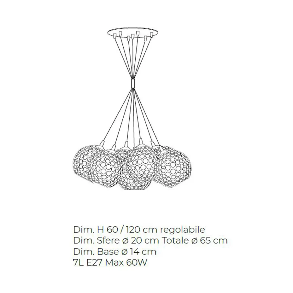 Candelabru lucrat manual din sticla si metal Venetia - Bolle Balloton Viadurini