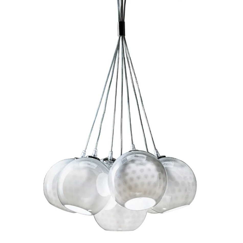 Candelabru lucrat manual din sticla si metal Venetia - Bolle Balloton Viadurini