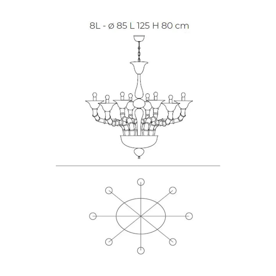 Candelabru din sticlă suflată venețiană realizat manual în stil clasic - Vanity Viadurini